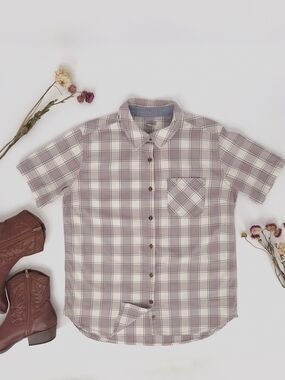 ✨Carhartt Women's Dodson Plaid Short Sleeve Button Down Shirt - Size M (8/10)✨